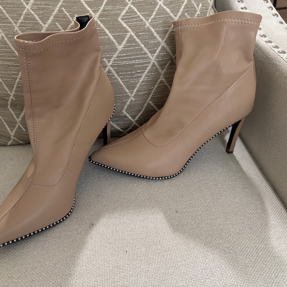 Elegant Nude Stiletto Ankle Boots